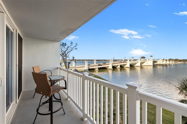 balcony with a water view