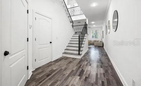 hall featuring dark hardwood / wood-style flooring