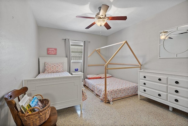 bedroom featuring ceiling fan