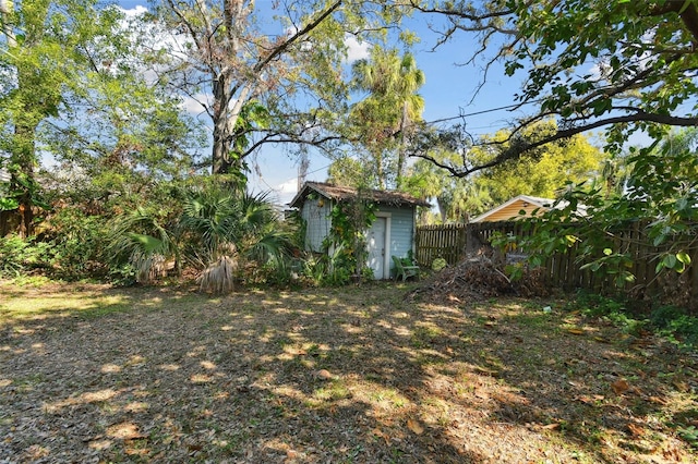 view of yard with a shed