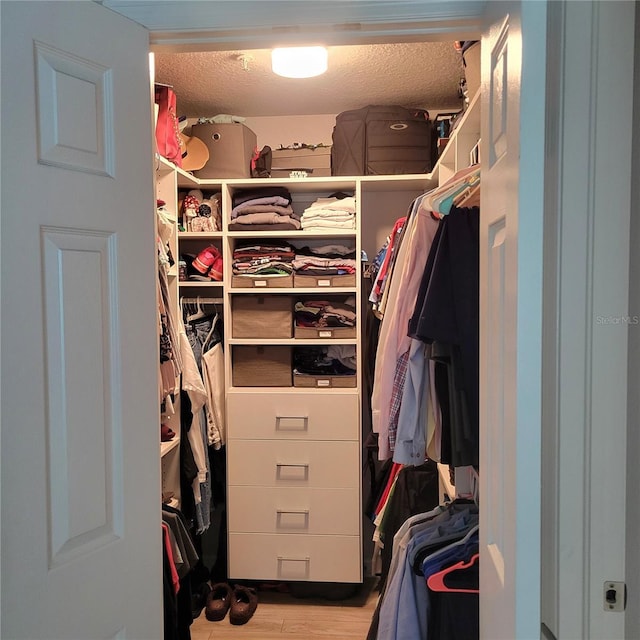 walk in closet featuring light wood-type flooring