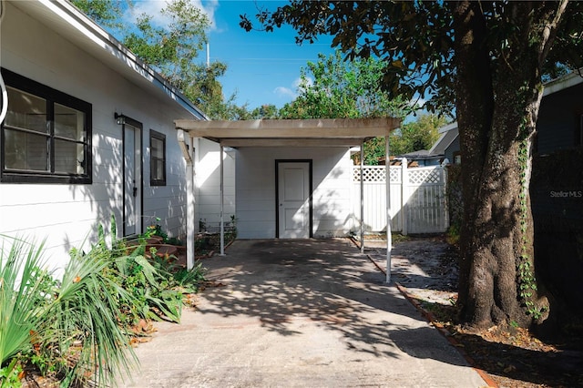 view of patio with a carport