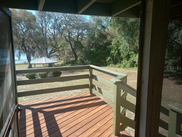 deck featuring a gazebo