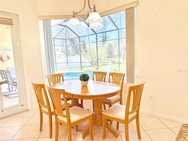 view of tiled dining area