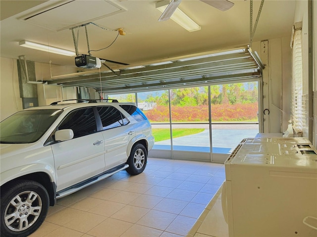 garage with a garage door opener