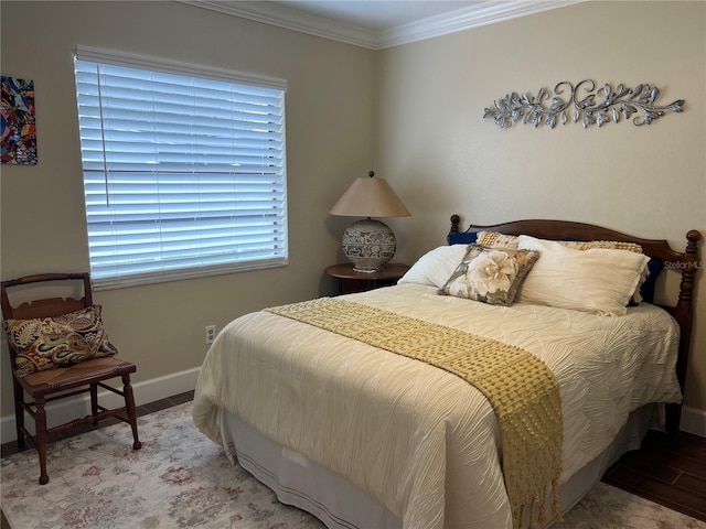 bedroom with ornamental molding