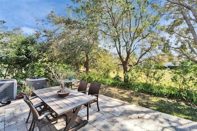 view of patio / terrace with outdoor dining area and cooling unit