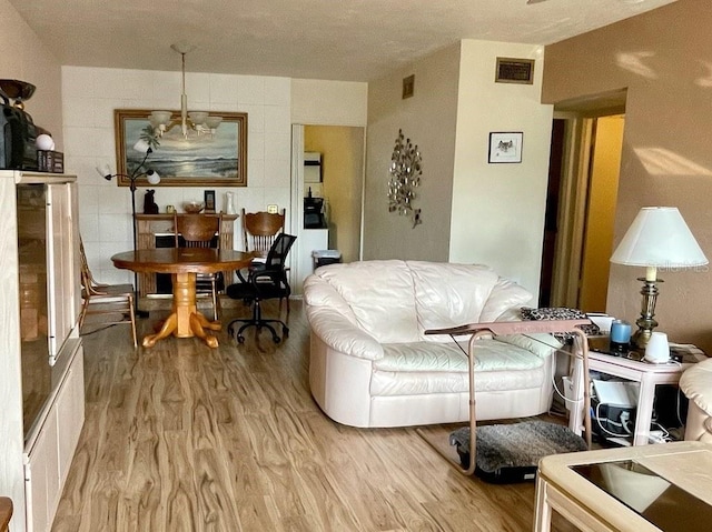 living room with light wood-type flooring