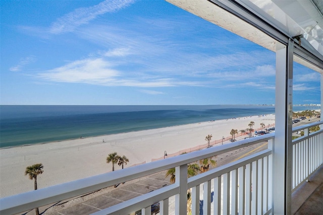 property view of water with a beach view