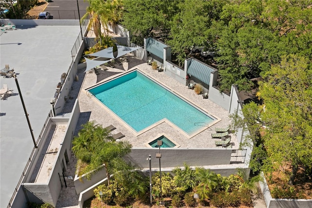 view of swimming pool with a patio area