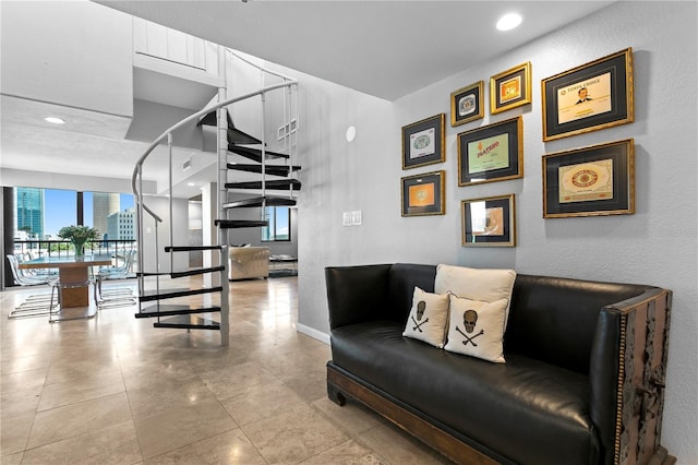 view of tiled living room