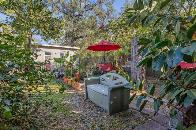 view of yard featuring an outdoor structure