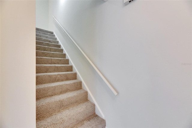 stairway with carpet floors