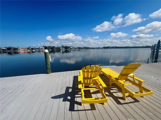 view of dock featuring a water view