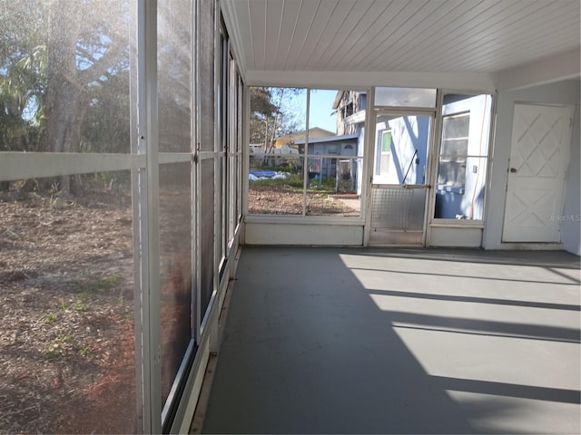 view of unfurnished sunroom