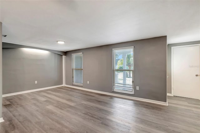 spare room with wood-type flooring