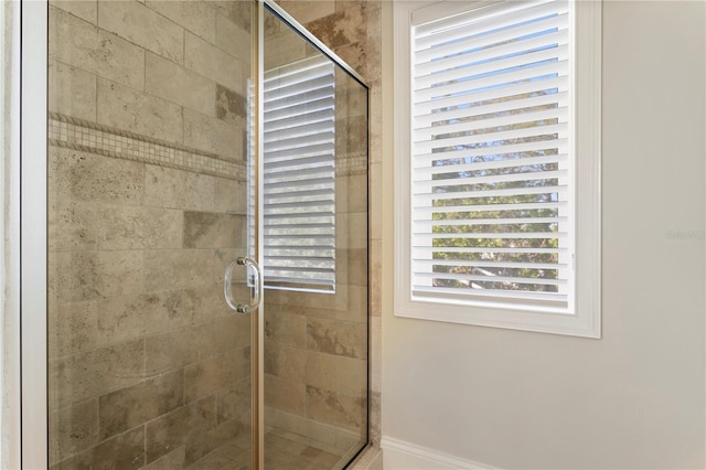 bathroom with a stall shower