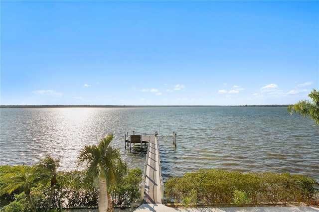 view of dock featuring a water view