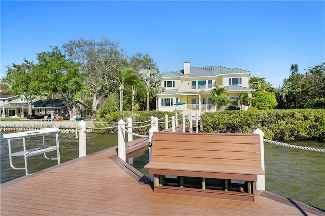 dock area featuring a water view