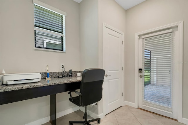 view of tiled office space