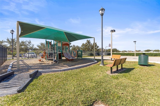 view of play area with a lawn