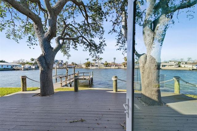 dock area featuring a water view