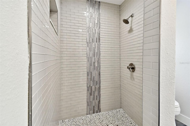 bathroom featuring a shower stall and toilet