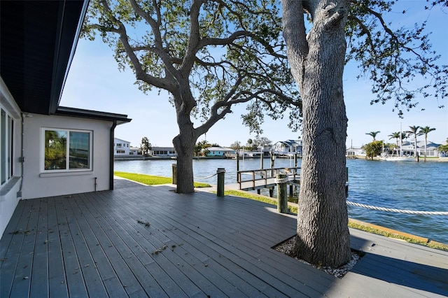 deck with a water view