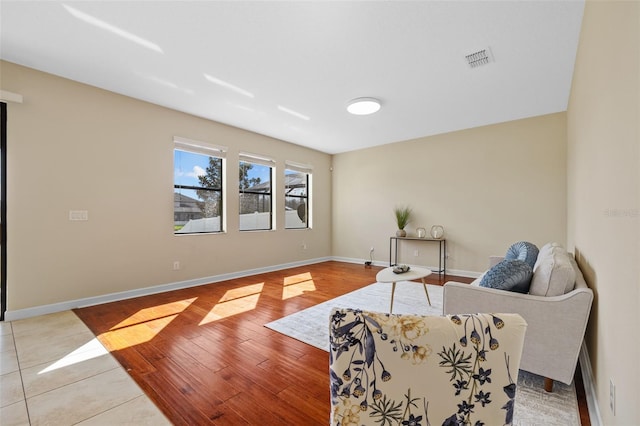 living area featuring light wood-type flooring