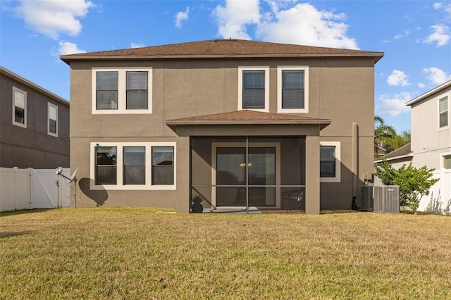 19429 Paddock View Dr, Tampa, FL 33647 - rear view of house with stucco siding, a gate, and cooling unit