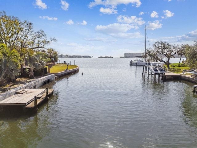 view of dock featuring a water view