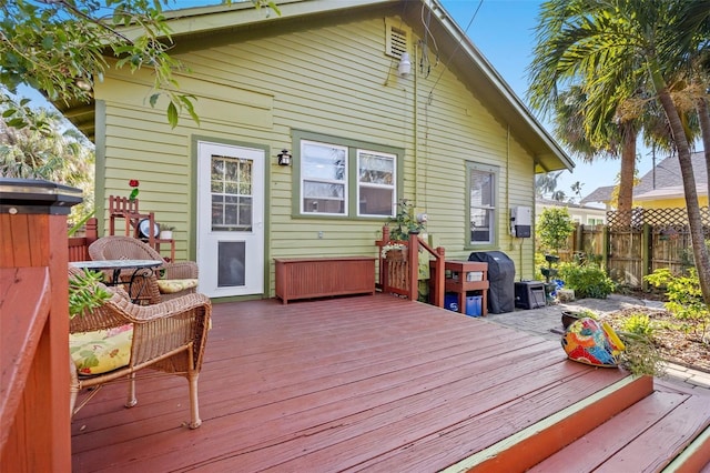 rear view of house with a wooden deck