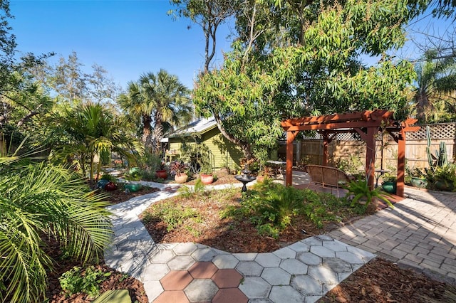 view of yard featuring a pergola and a patio area