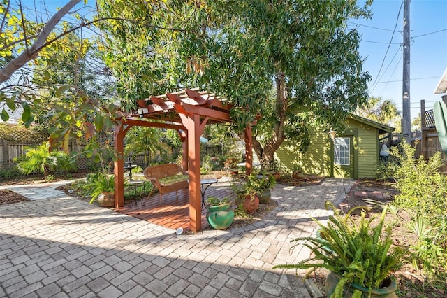 view of patio featuring a pergola