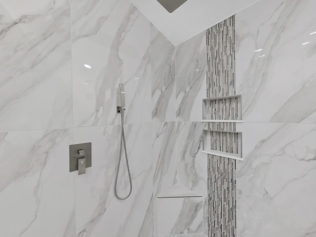 interior details with a marble finish shower