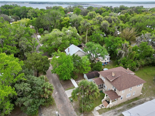 bird's eye view featuring a water view