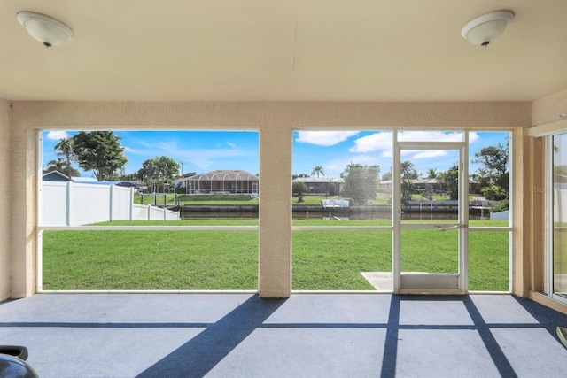 view of unfurnished sunroom