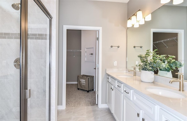 8635 SW 57th Ln, Ocala, FL 34481 - bathroom with a spacious closet, a stall shower, and a sink