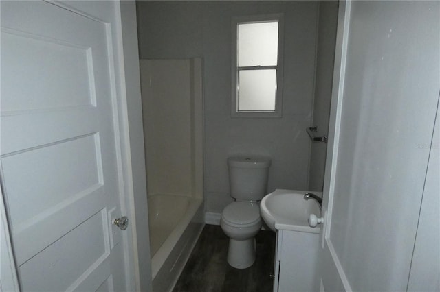 full bathroom featuring vanity, toilet, and separate shower and tub