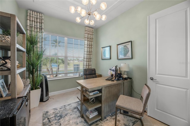 17020 Cape Horn Blvd, Punta Gorda, FL 33955 - tiled office featuring a chandelier