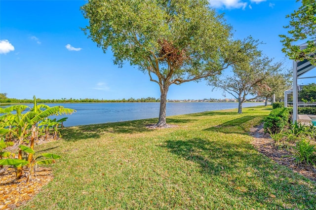 view of yard featuring a water view