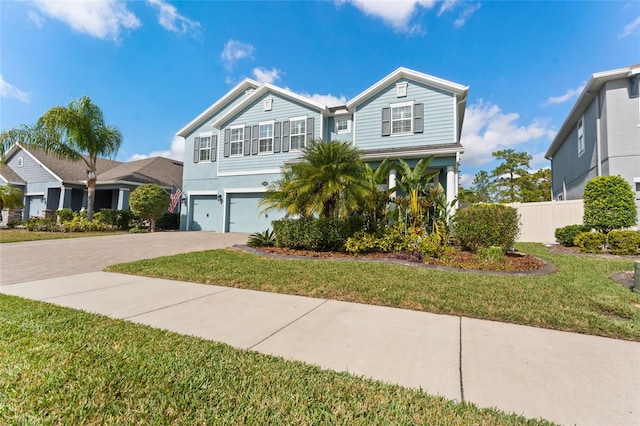 view of front of home with a garage and a front yard