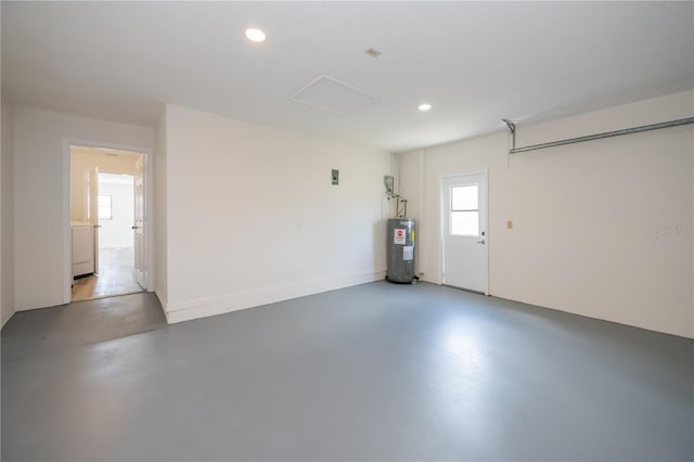 garage featuring water heater