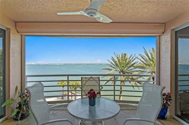 balcony with a water view