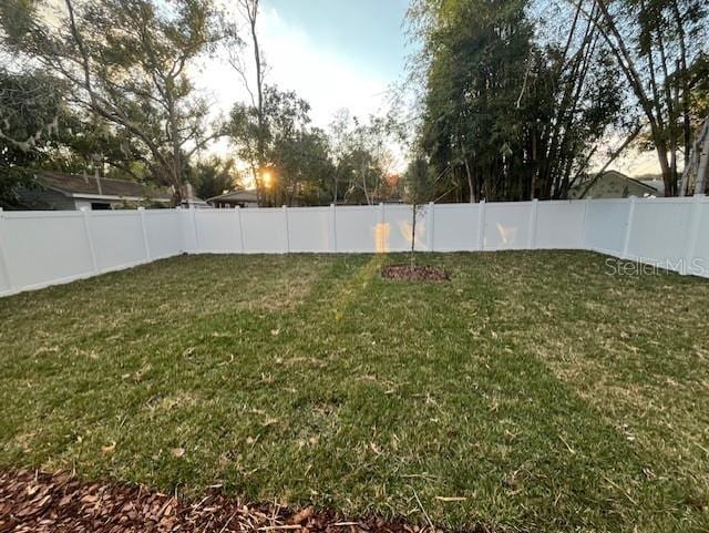 view of yard at dusk