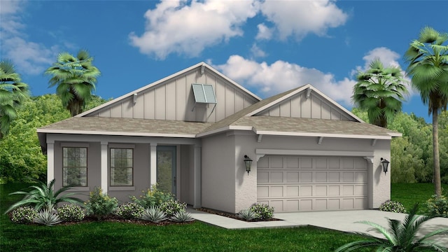 view of front of home with a garage and a front yard