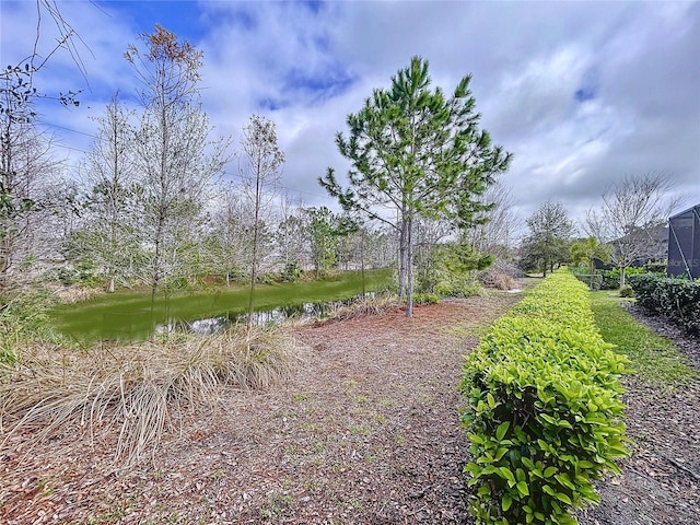 view of yard featuring a water view