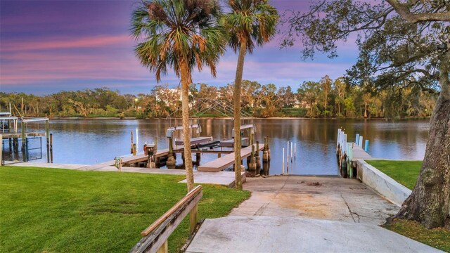 10501 Bridgewood Dr, Riverview, FL 33578 - view of dock featuring a yard and a water view