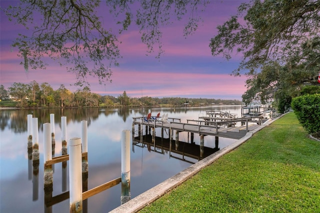 10501 Bridgewood Dr, Riverview, FL 33578 - view of dock featuring a water view and a lawn