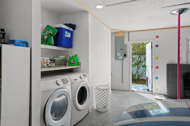 9911 Antilles Dr, Seminole, FL 33776 - laundry area with laundry area, electric panel, and washing machine and clothes dryer